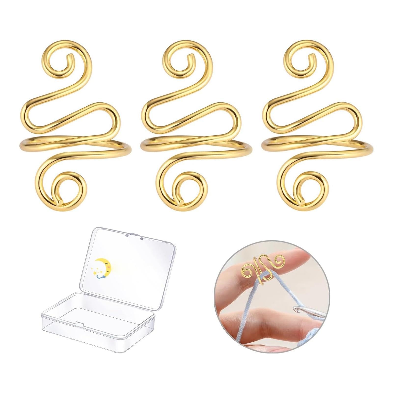 かぎ針編みリング - 個の左利き用と右利き用の糸張力制御 |コンパクトな糸テンションリング、調節可能..