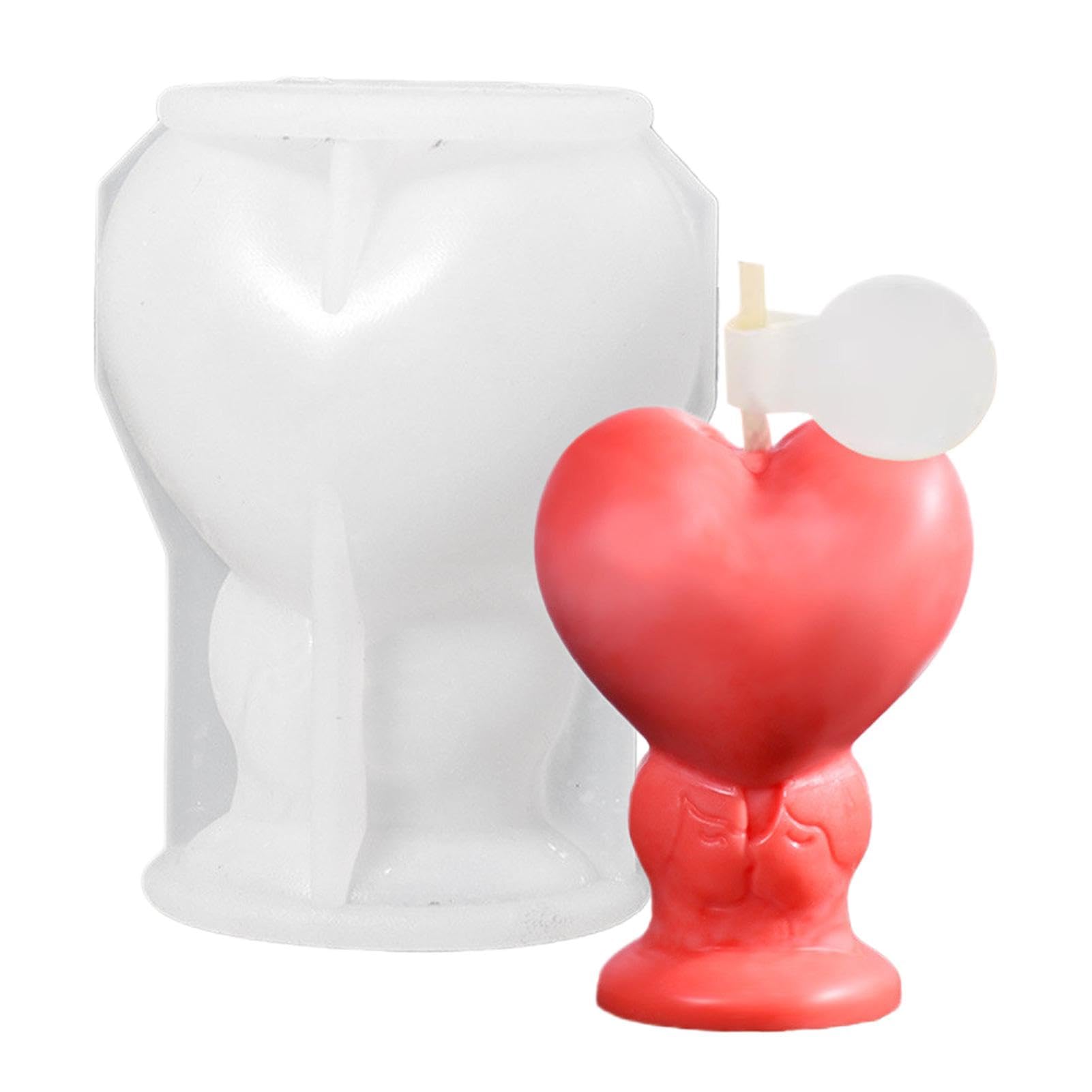 ハートシリコン型 - ハートシェイプキャンドル型|バレンタインデイキャンドル型、ろうそく用のカップル..