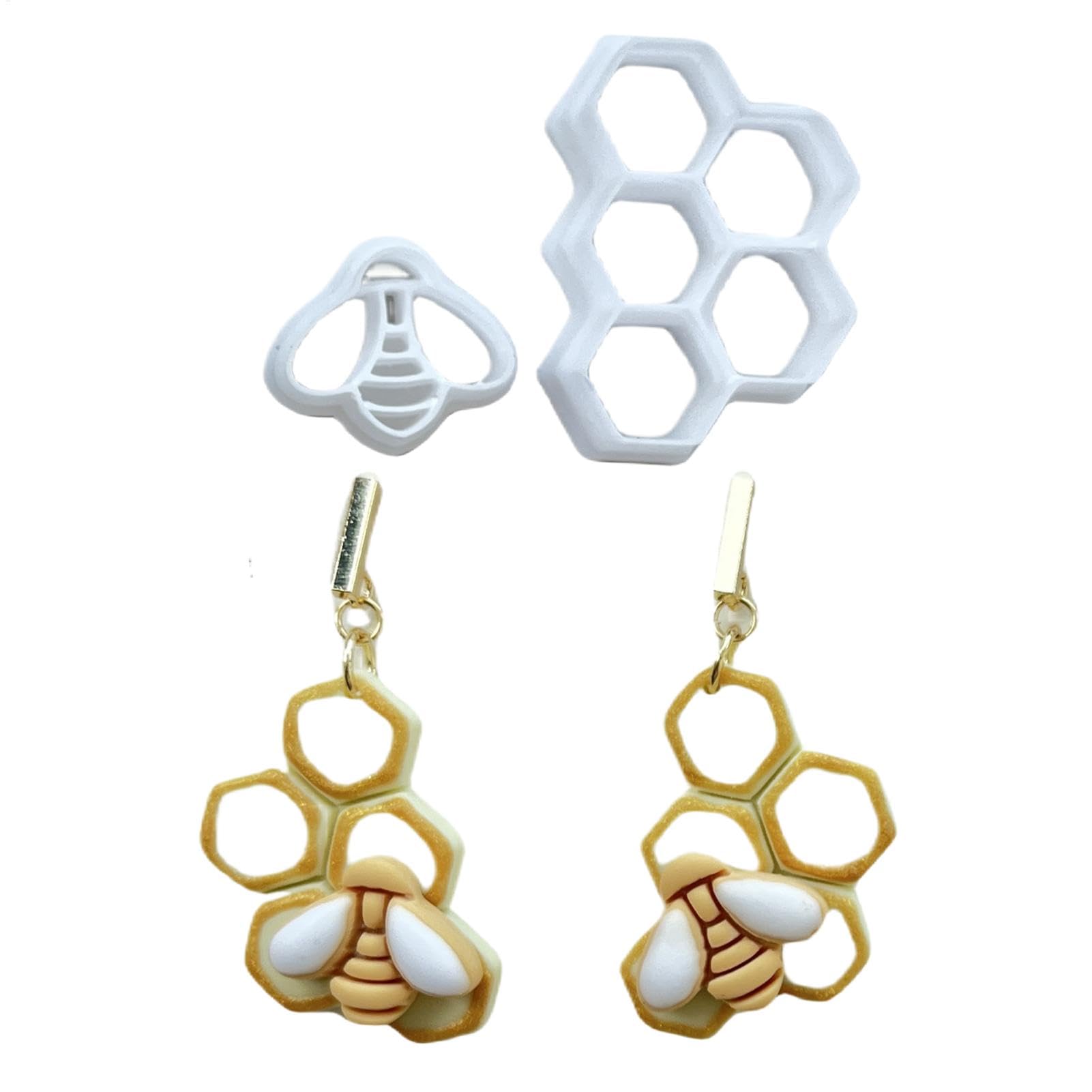 クレイカッターシェイプ - クレイイヤリング | ハチ型ジュエリークレイカッター、立体ハチデザインスカ..