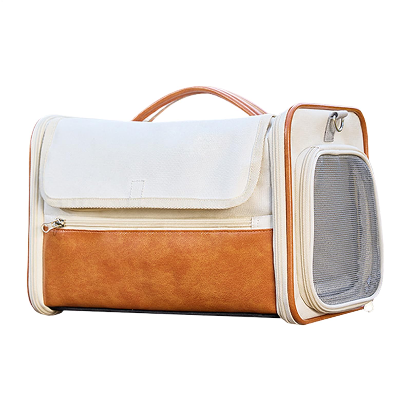 猫キャリア - レザーポータブルペットキャリアバッグ|ペット用の防水メッシュファブリックバッグ、通気性メッシュ輸送犬旅行ケース子犬小動物子猫フェレットウサギ