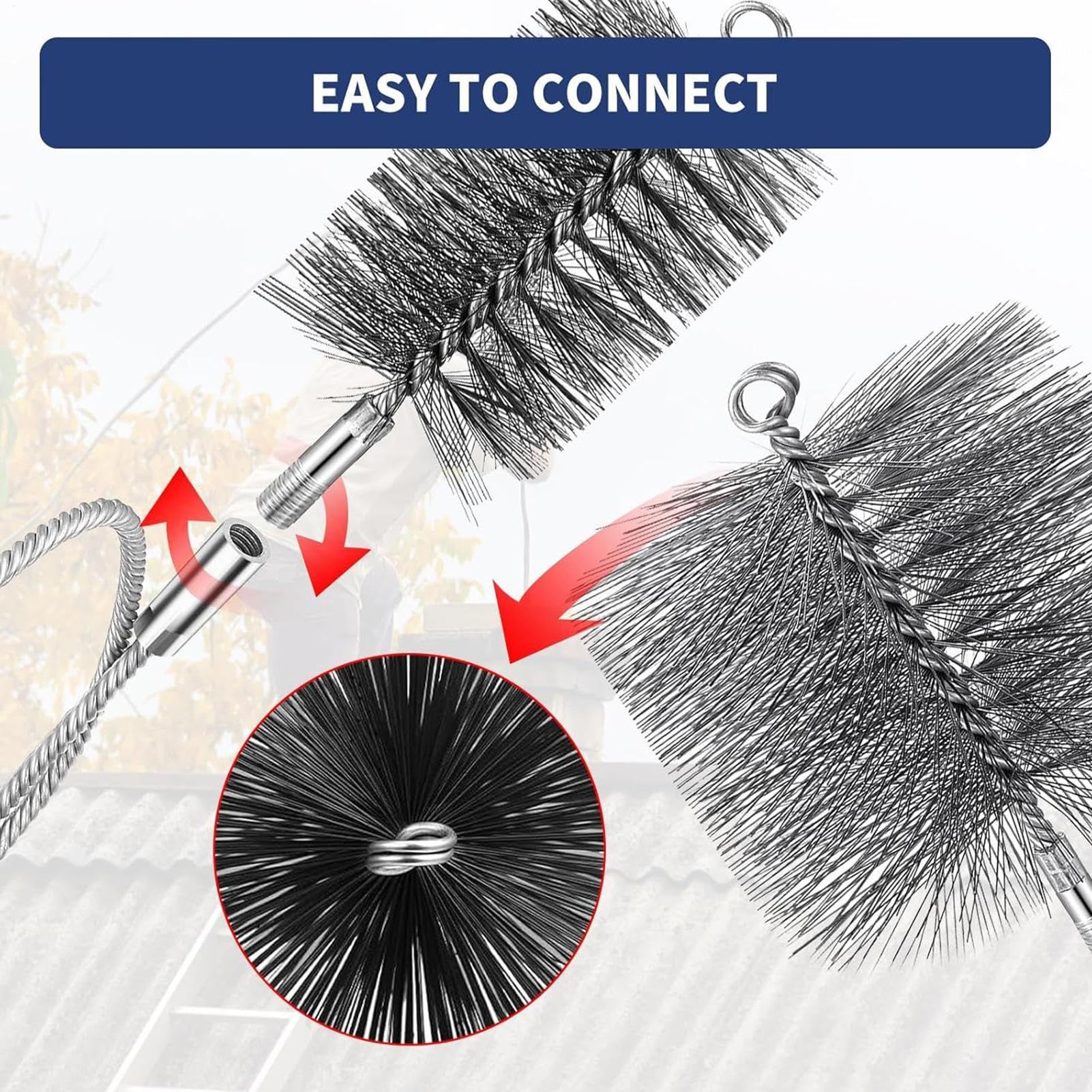 ストーブパイプブラシ 個 - ステンレススチール バーニング m スチールワイヤーストーブパイプブラシ |..