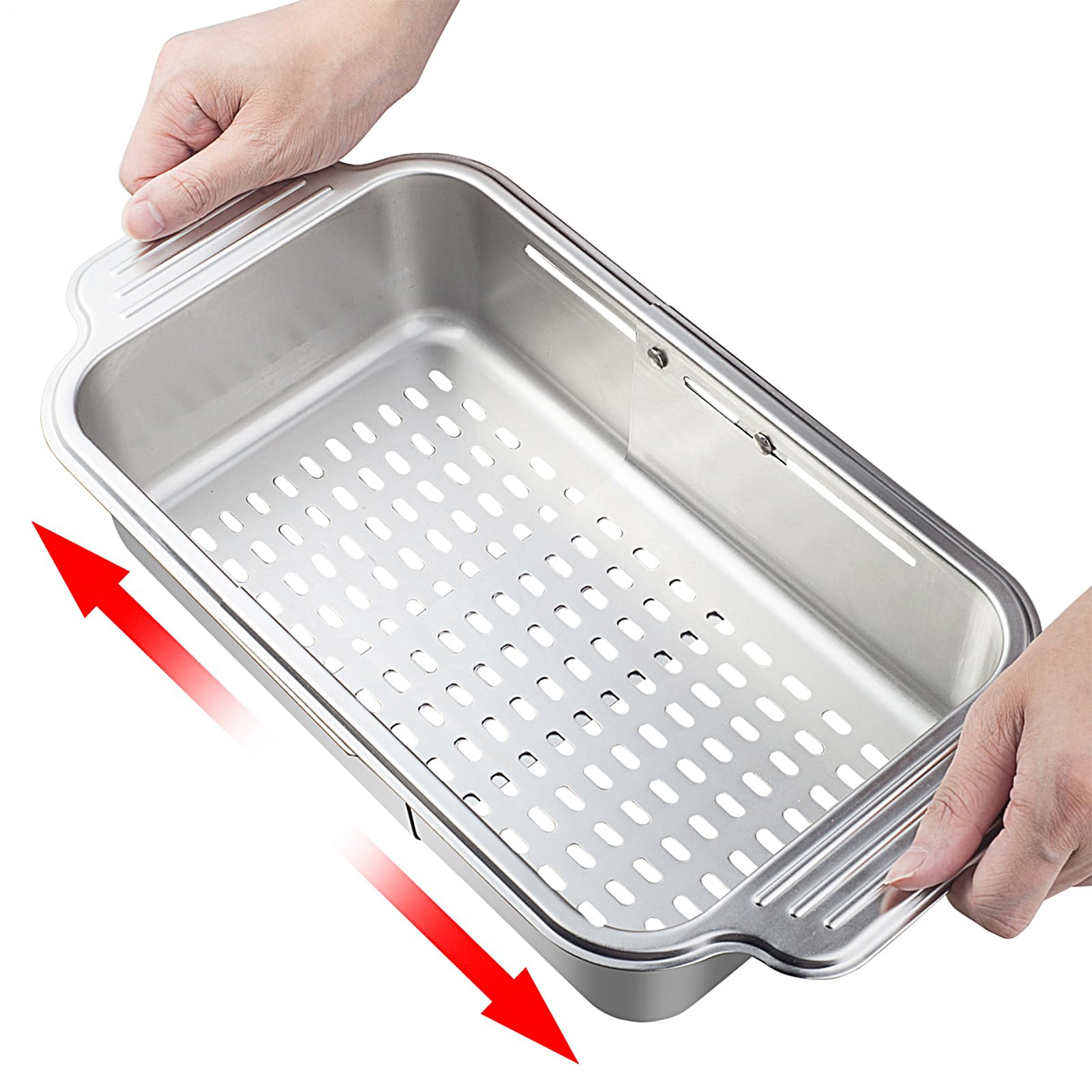 調整可能シンク乾燥ラック - シンク上設置タイプ 食器排水かご | 排水ストレーナー ストッパーバスケット ザル 食品洗浄用 家庭用 バスルーム用 カウンター用 フルーツ用