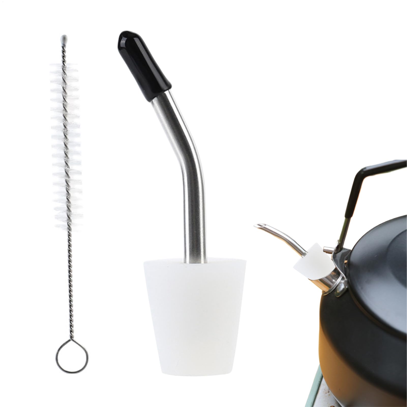 ケトルスパウトエクステンダー | コーヒーケトルロングノズル | 直径 . ~ . インチ 耐熱 再利用可能 テーパートップカバー クリーニングブラシ付き お酒 ホットチョコレート 飲料用