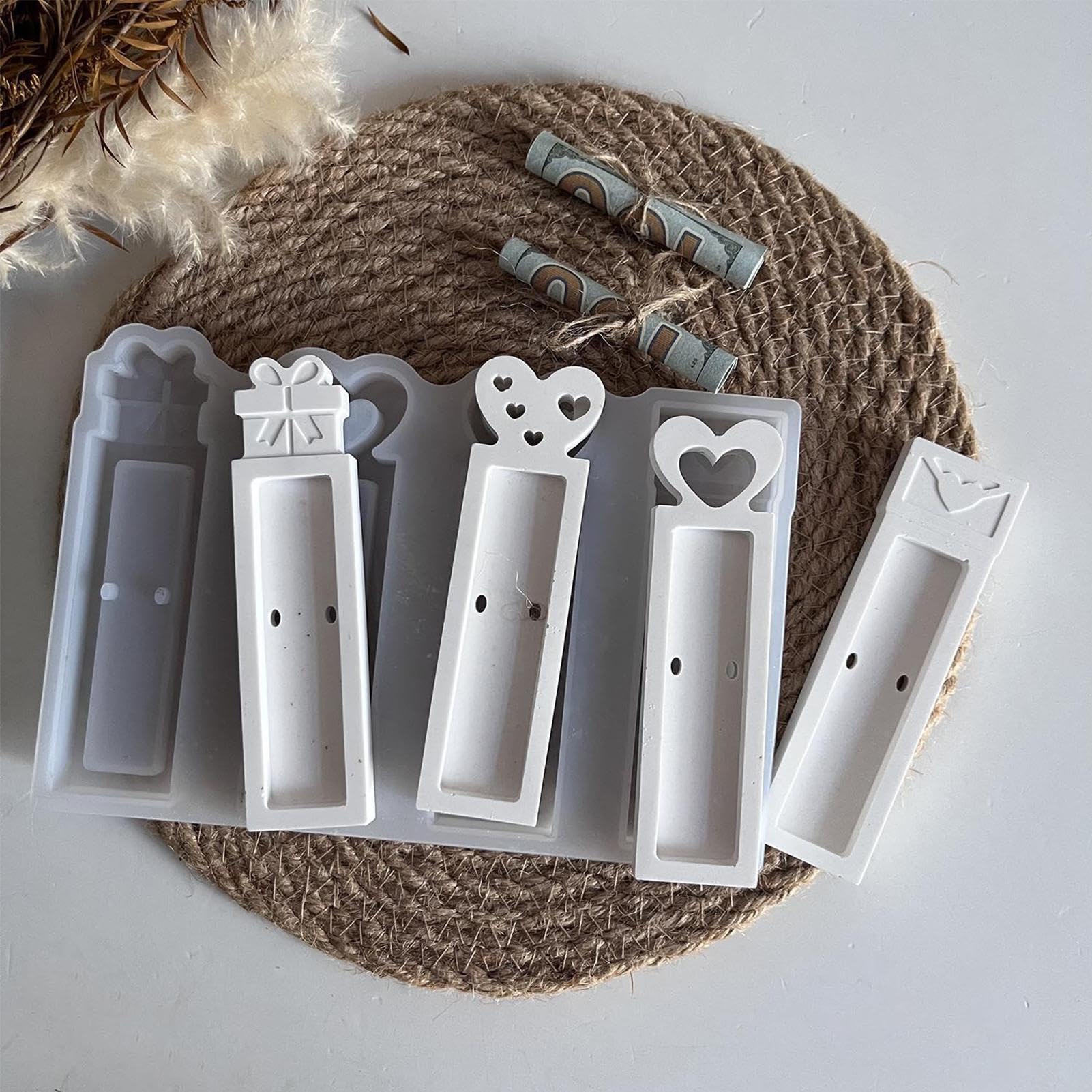 口紅ホルダーシリコンモールド - シリコンリップスティックディスプレイモールド |マネーホルダー樹脂クラフトモールド、口紅シリコンモールドコンテナ、チョコレートディスプレイ樹脂クラフト用の口紅ホルダー作成モールド