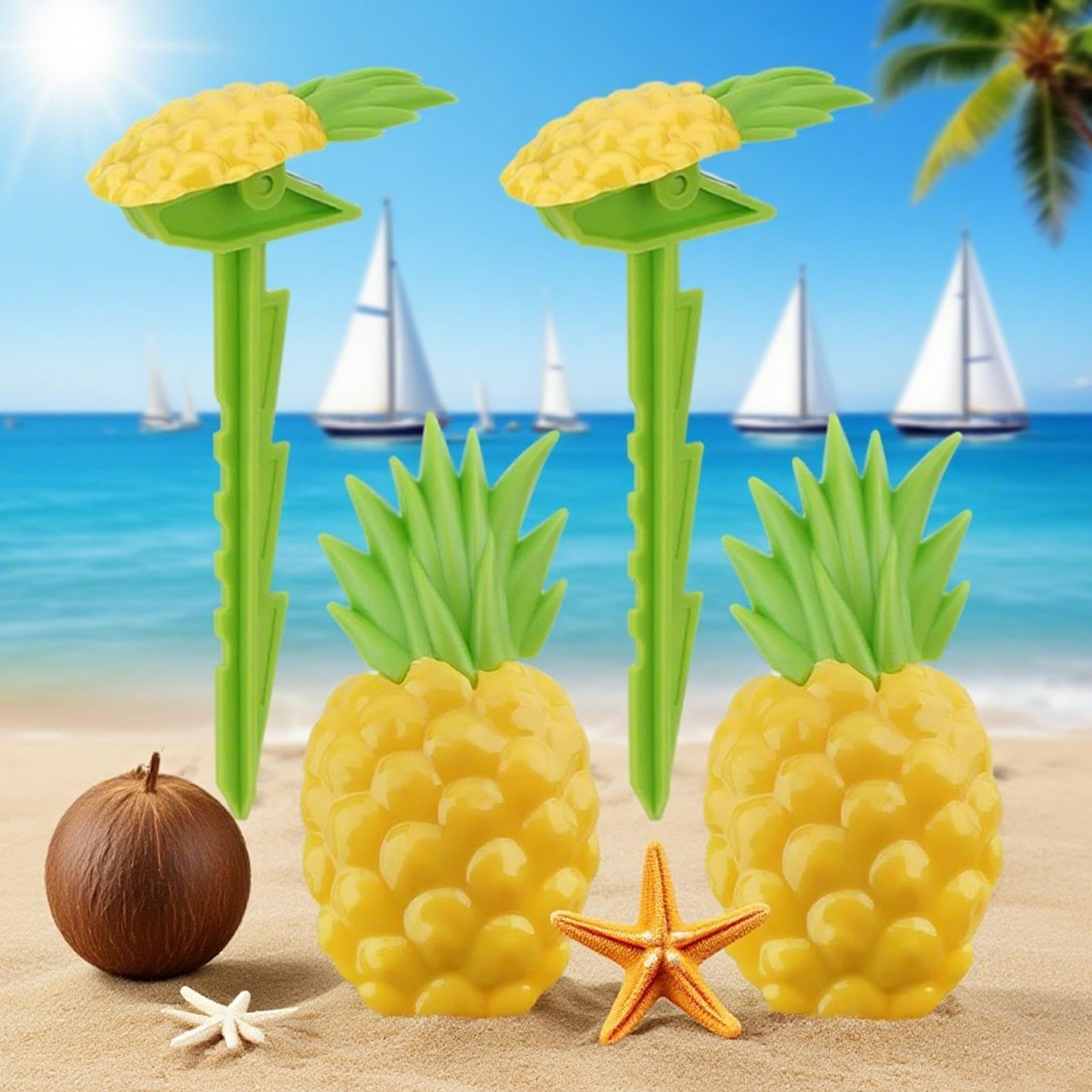 ビーチタオル用クリップ - 4個セット 砂固定用ピン,公園 フェスティバル キャンプ スポーツイベント ピ..