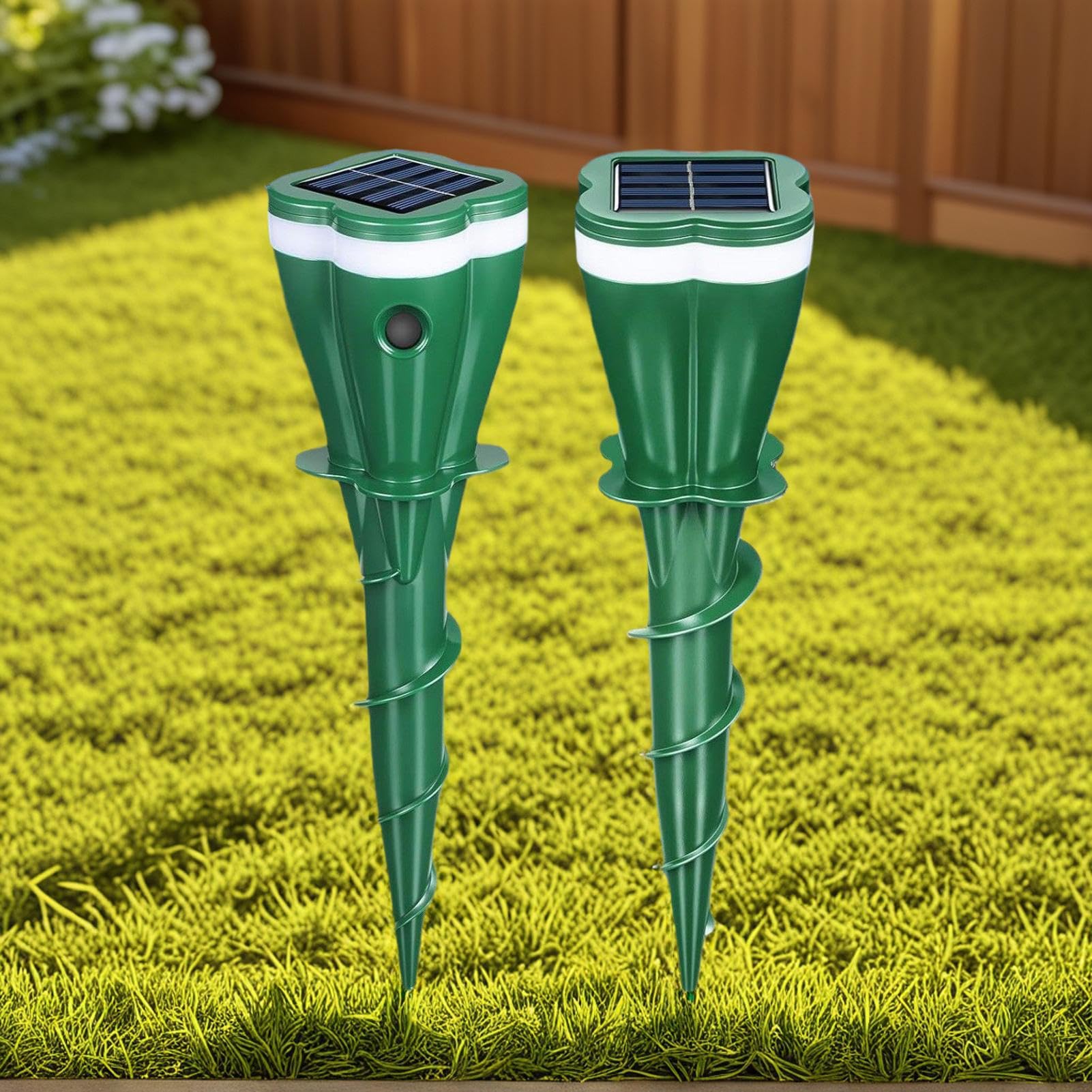 ネズミ駆除器 屋外対応,2個 超音波害虫駆除装置 | 広範囲保護 安全技術 対応場所: 農場・庭・芝生・ガーデン 対象: 猫・蛇・小型動物