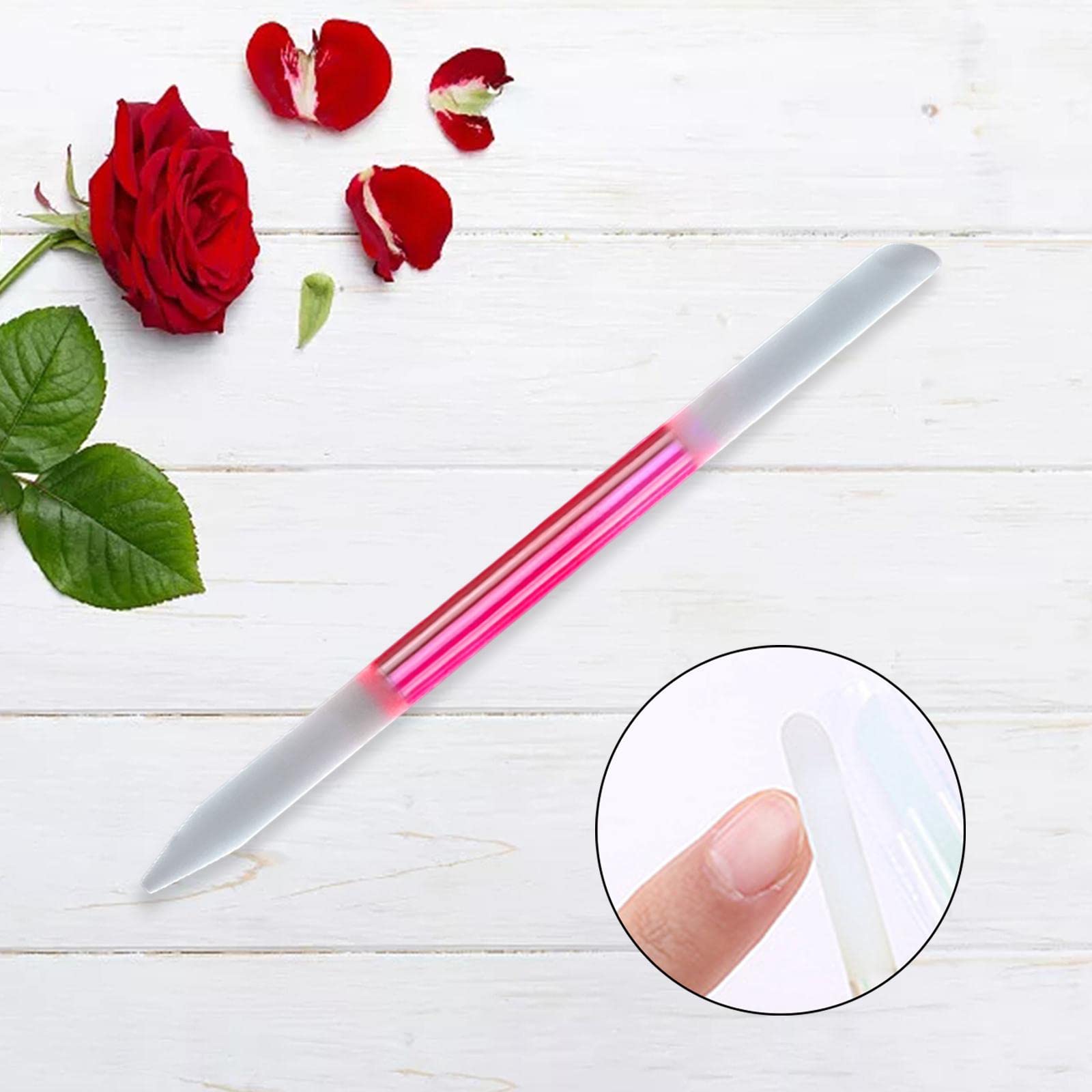 ガラス製キューティクルプッシャー 両面エッチング加工 持ち運び便利 マニキュアツール との互換性あり