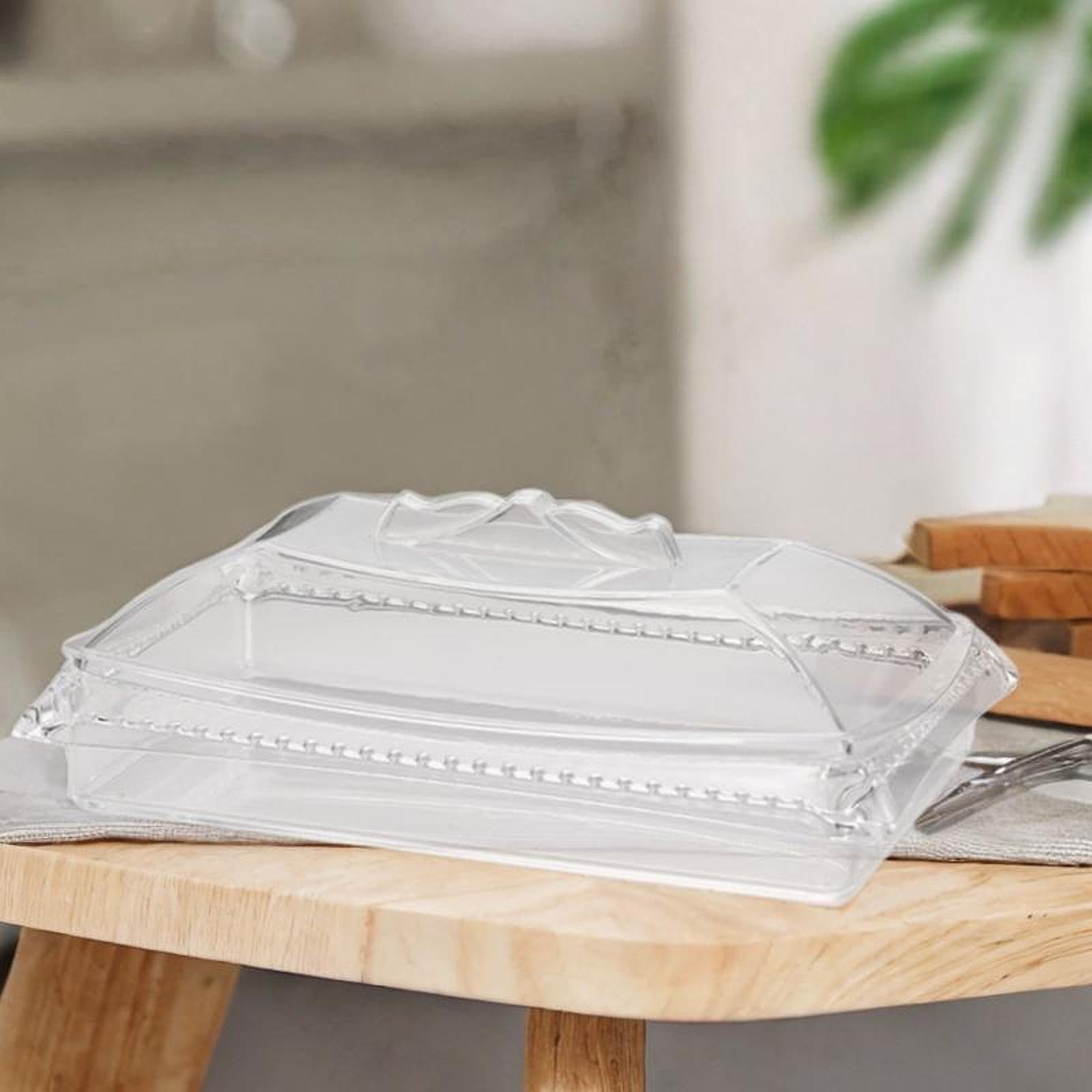アクリル製矩形フードコンテナ 透明蓋付き スナックトレイ キャンディー・ナッツ・フルーツ用 家庭用 (矩形)