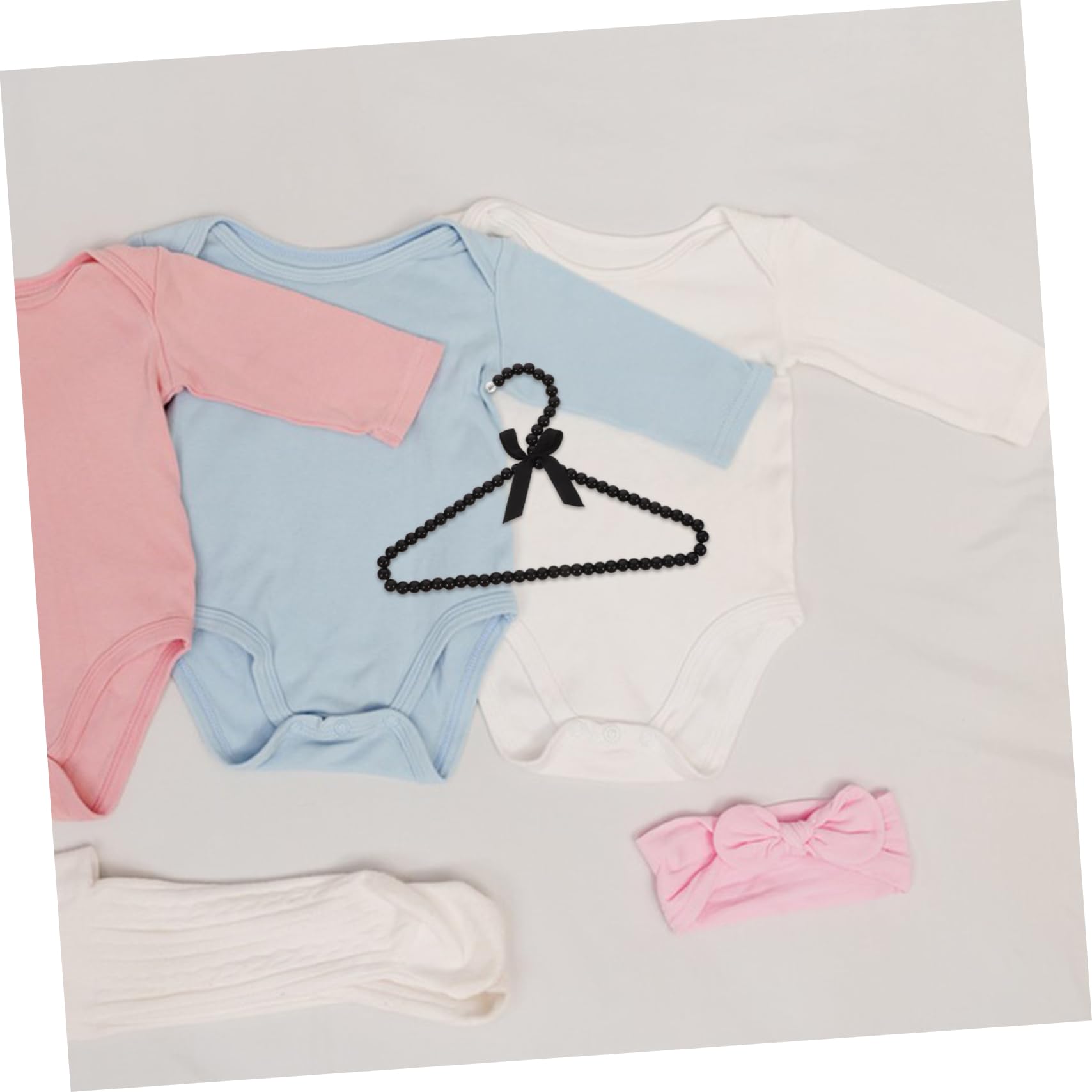 12個 パールハンガー ファンシーハンガー ミニハンガー プラスチック 黒 貴女用