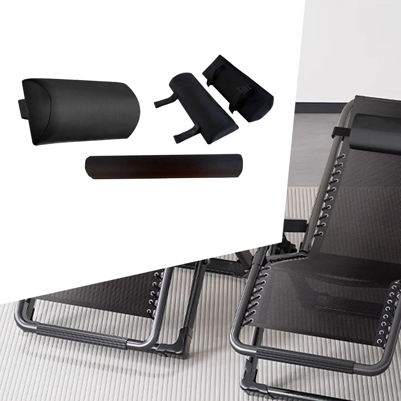 リクライニングチェア用ヘッドレスト枕付きブラック50cmフットレスト対応ポータブルラウンジチェアアクセサリー