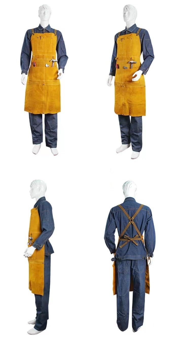 [ ] 溶接エプロン 断熱エプロン 溶接防護服 牛革オーバーオール イプ 溶接用 電気溶接 エプロン 防護服..