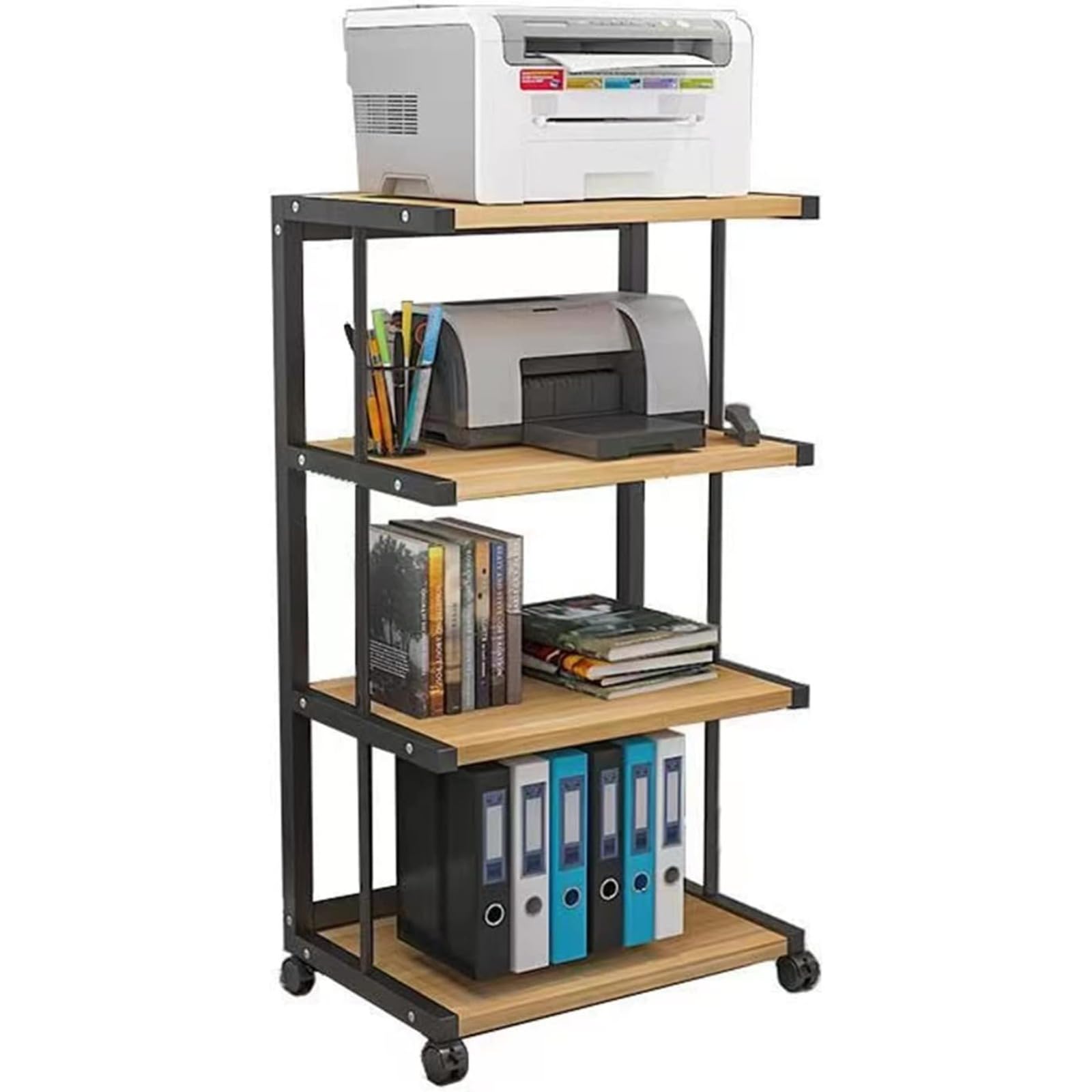 プリンター台 ラック 木製 キャスター付き ワゴン ナチュラル 家庭用 事務用 幅 cm 奥行 cm 高さ cm cm..