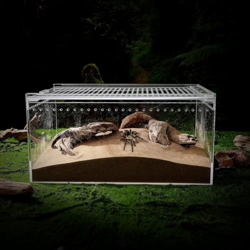 爬虫類 ケース 透明 爬虫類ケージ 飼育容器 レプタイルボックス 爬虫類 ケージ 小動物用 カメ亀 タンク 両生類用飼育ケース 飼育ボックス (M)