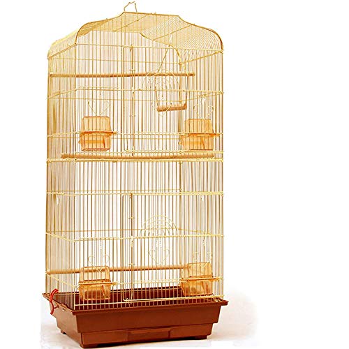 鳥かご バードケージ 鳥小屋 大型 複数飼い 組み立て式 ゲージ インコ オカメインコ (ゴールド) ペット..
