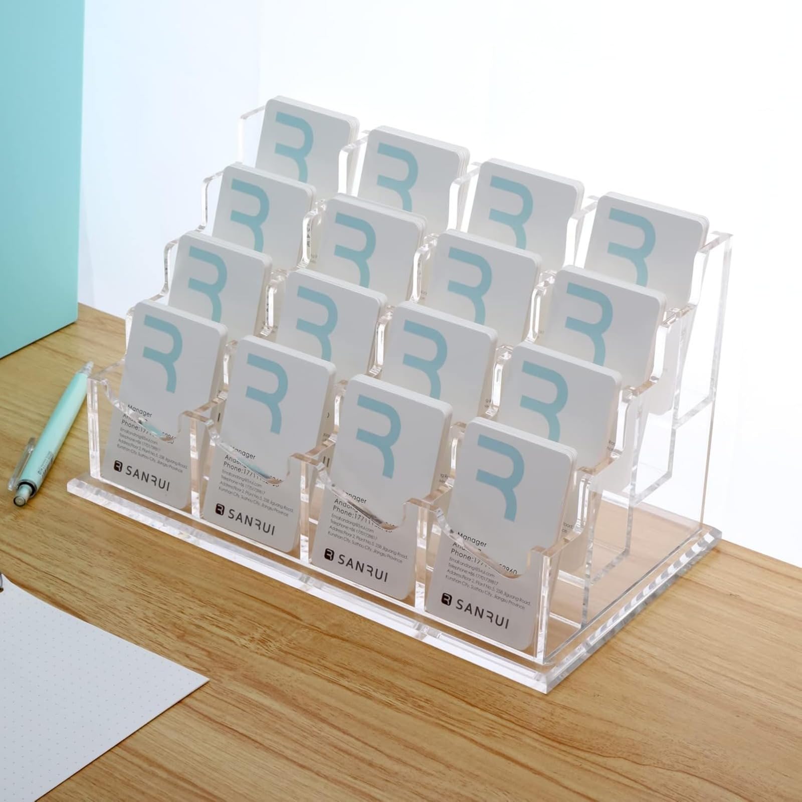 アクリルクリア名刺ホルダー デスク用 段縦型カードディスプレイ デスクトップディスプレイスタンド オフィス、自宅、展示会用 - 丈夫でアクセスが簡単 プロフェッショナルカード収納 スロット