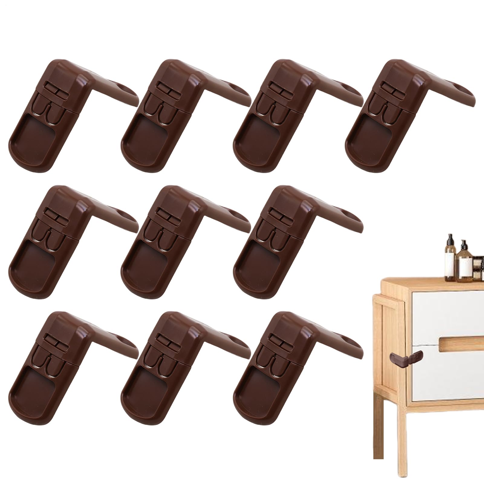 子供用安全ロック - 子供用安全キャビネットドアロック,セキュア チャイルドプルーフ 10個 キャビネッ..