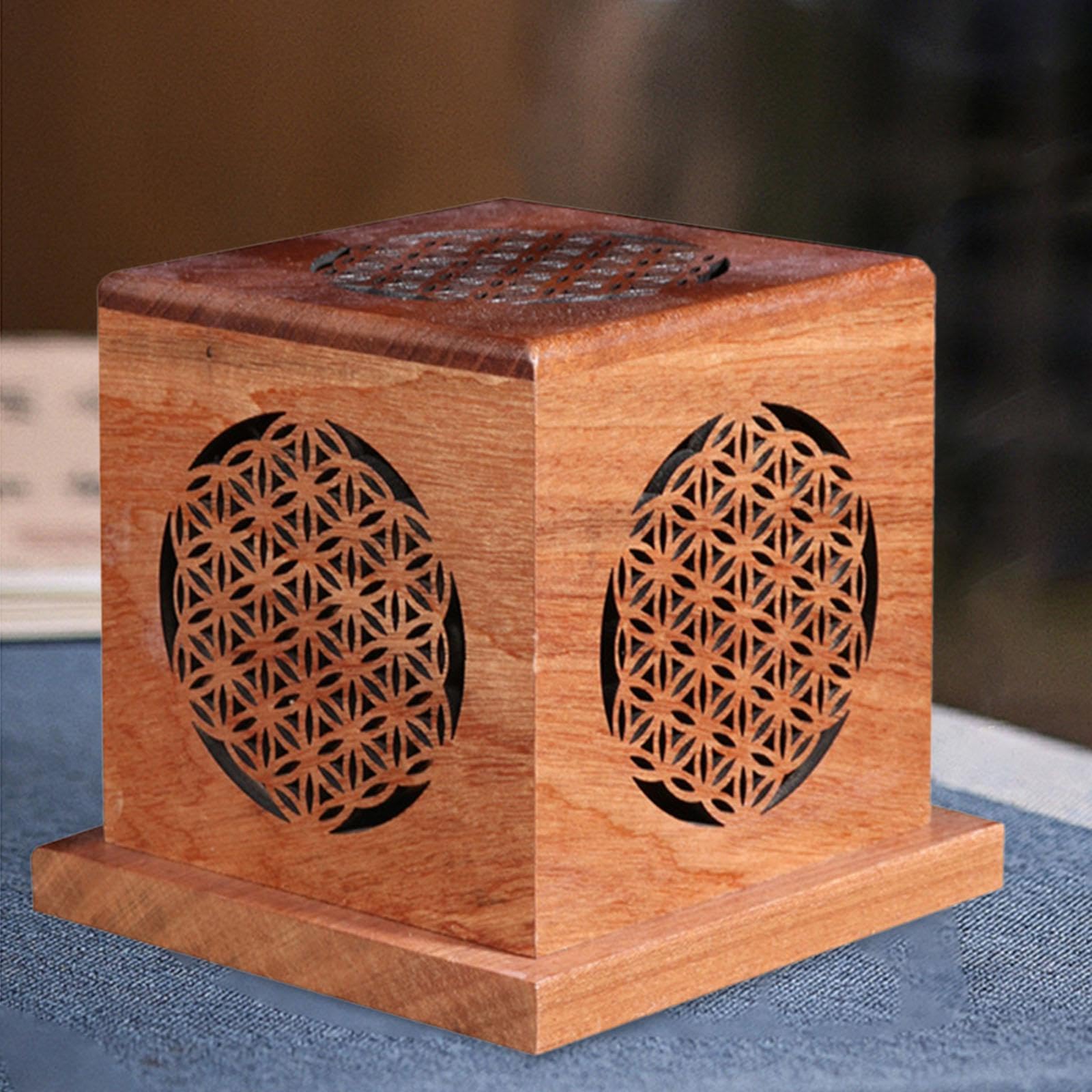 【2025新登場】木製のお香立て 線香皿 香皿 お香ホルダー 木製香炉 手作り スモークコーンバーナー 蓋..