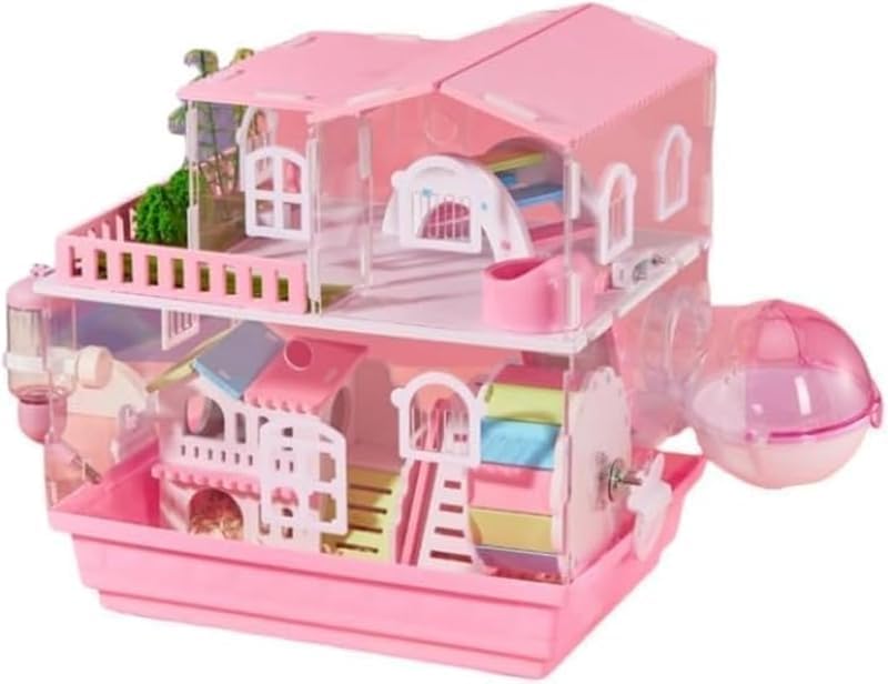 ハムスターケージ 透明 よく見える アクリル製 組立簡単 ゾーン分割 持ち運びやすい トレーデザイン お..