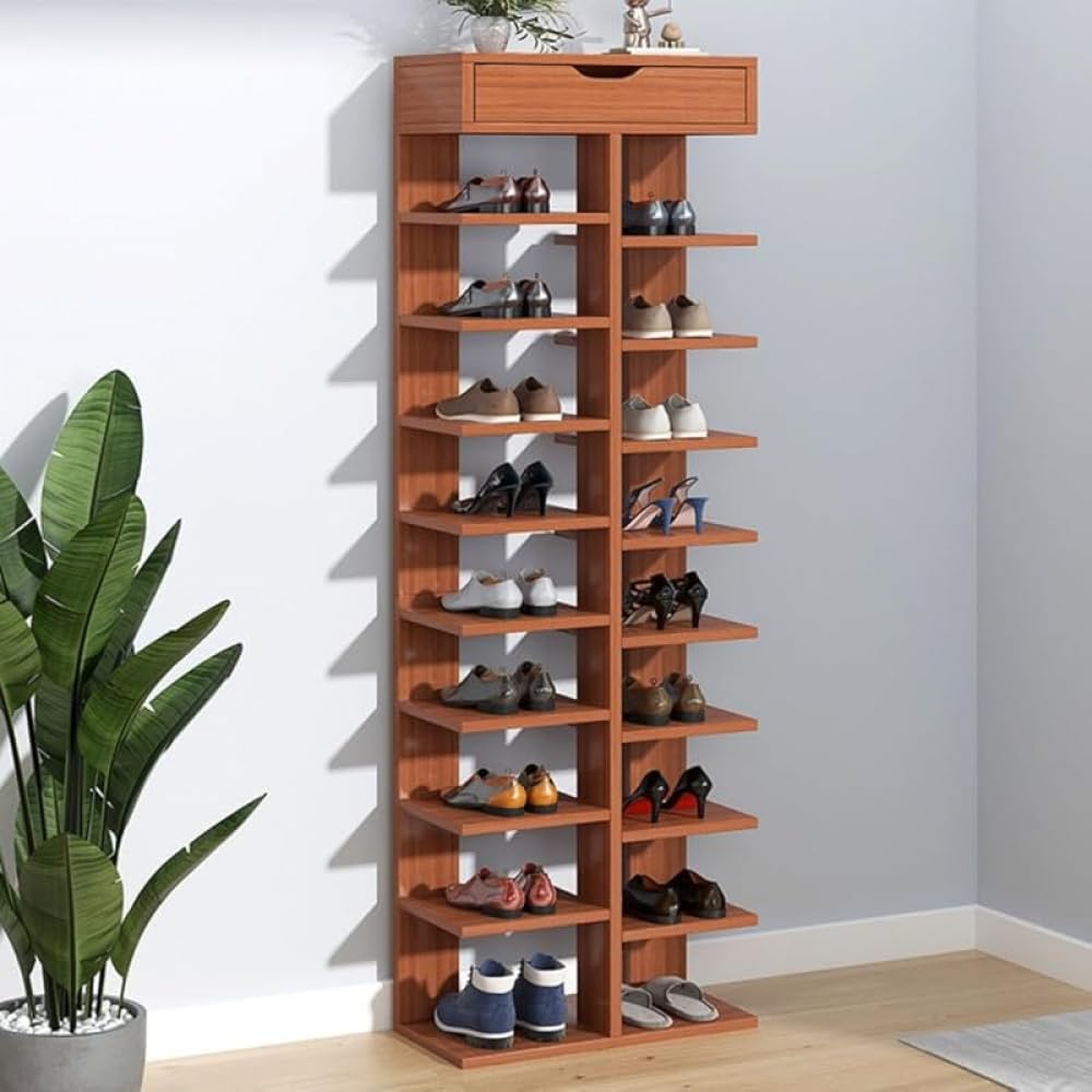 下駄箱 シューズラック 多段 木製 大容量 靴棚 靴収納ラック 通気 防臭 組み立て 靴入れ 棚 玄関 省スペース 収納キャビネット、省スペース、コーナー、出入り口、大容量、簡単な組み立て