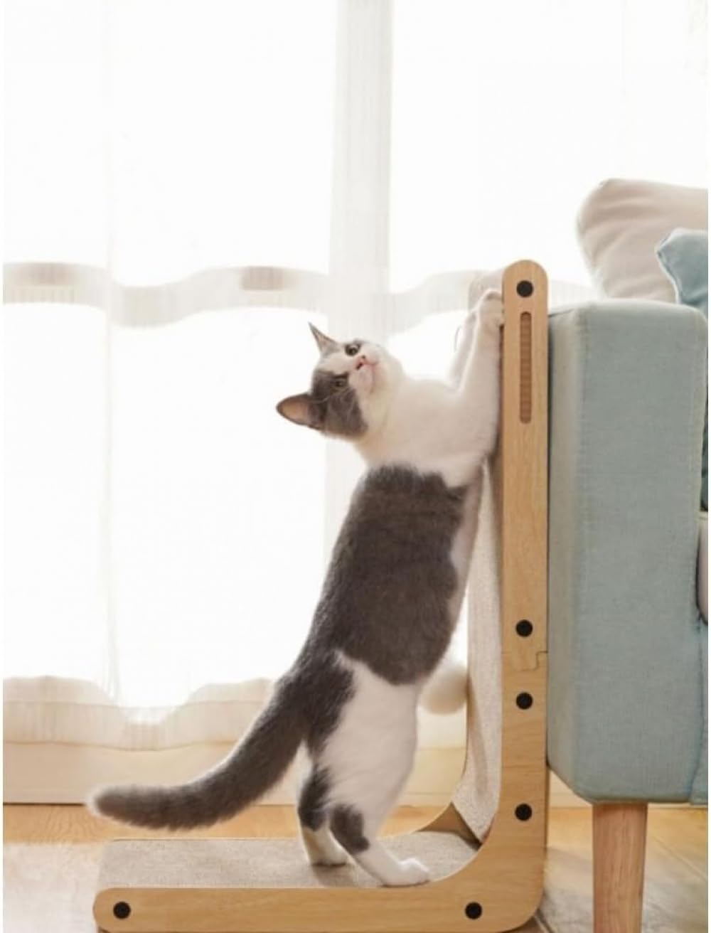 レボショップのL型猫爪とぎボード、垂直耐摩耗性、脱落防止、波形猫爪ボード、猫のおもちゃ用品、万能で傷つきにくい、オールシーズン対応｜アングル3