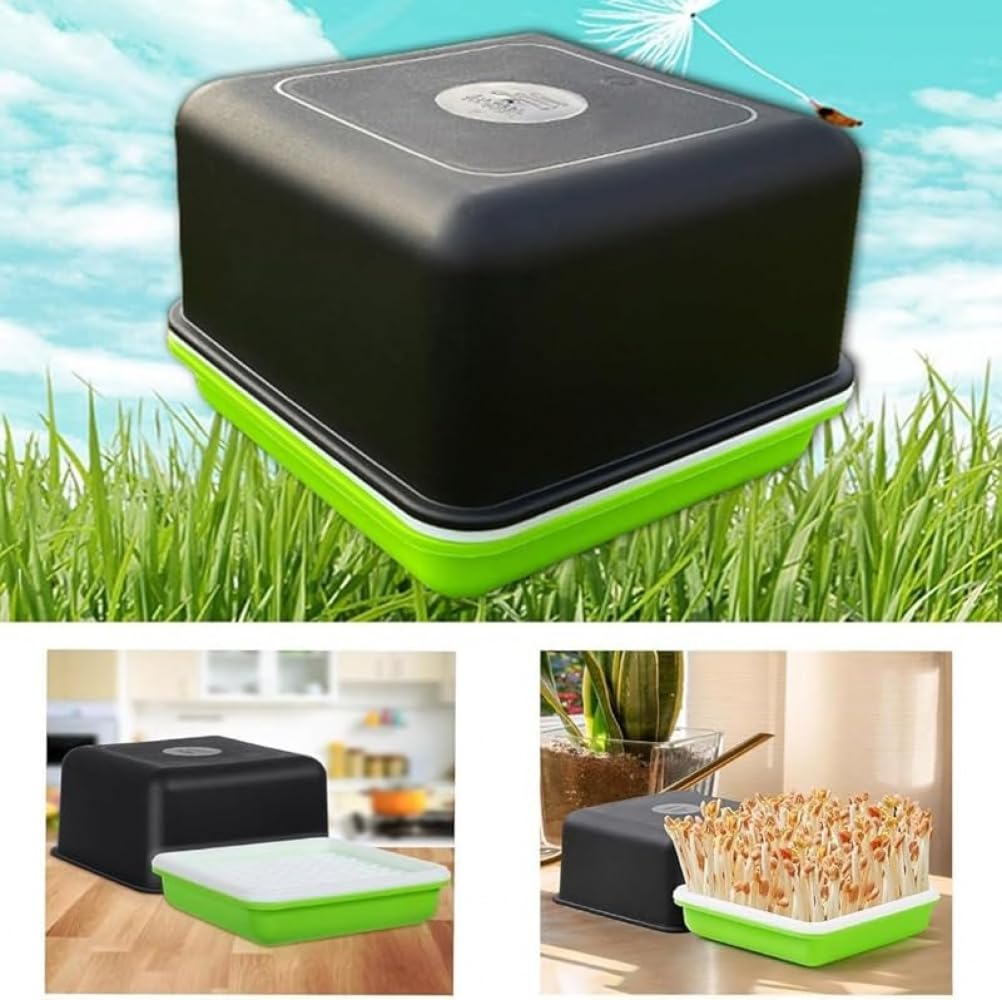 育苗ポット もやし・スプラウト栽培キット ブロッコリースプラウト育成 ふた付き種子発芽トレイ 水耕栽培対応 多機能植物発芽トレイ