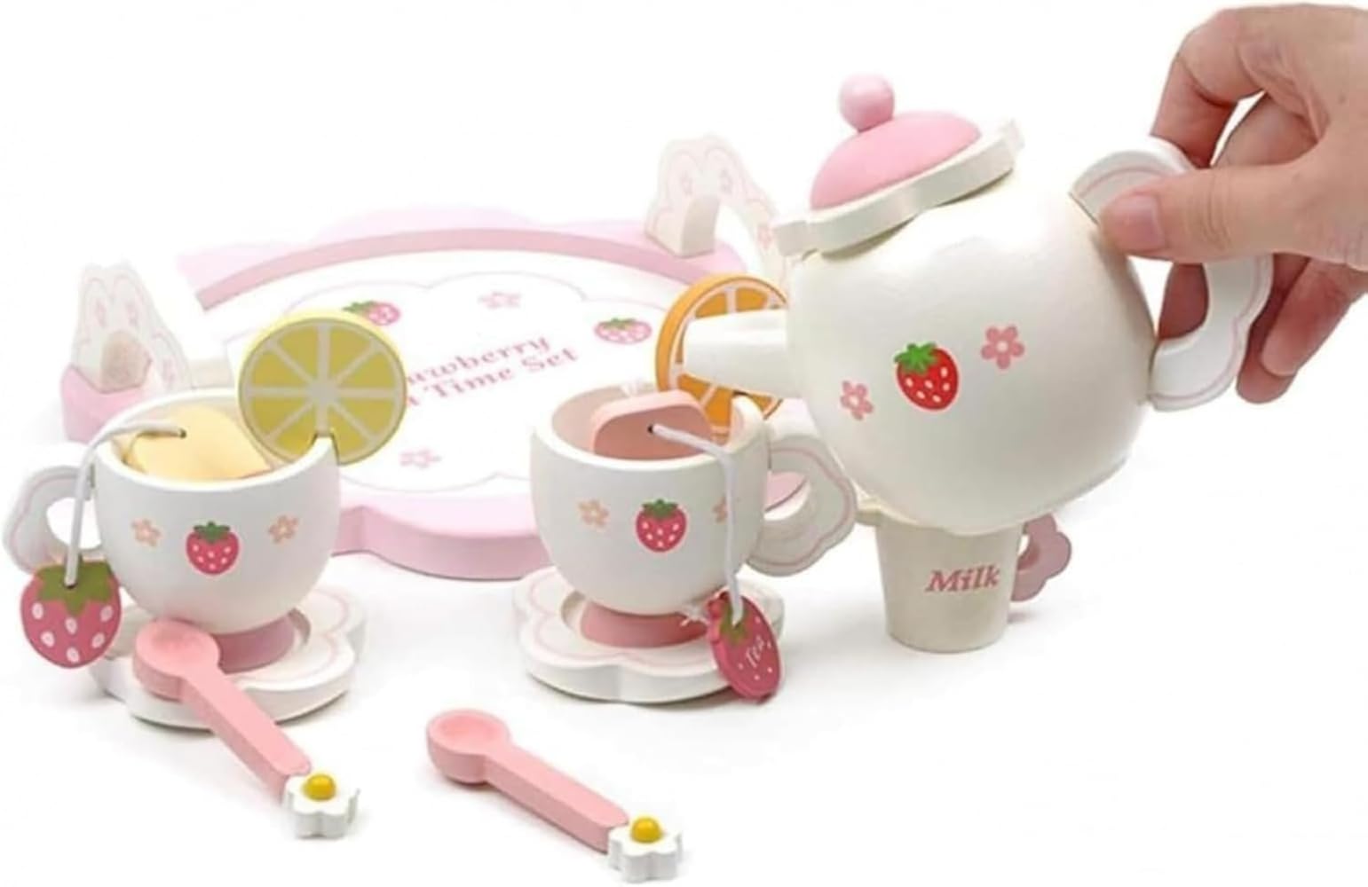 おままごと 木製 ティーセット お茶会 ティートレイセット キッチングッズ おもちゃ ごっこ遊び 男の子 女の子 ストロベリーアフタヌーンティー