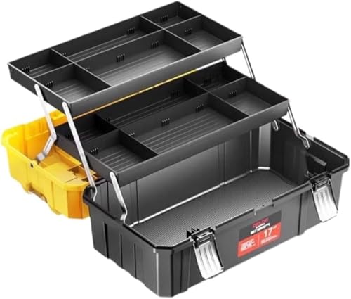 3 段折りたたみ式ツールボックス 大型・丈夫・大容量・高耐久 防水・防湿・衝撃緩和・滑り止め 取っ手付き携帯便利 収納コンテナ