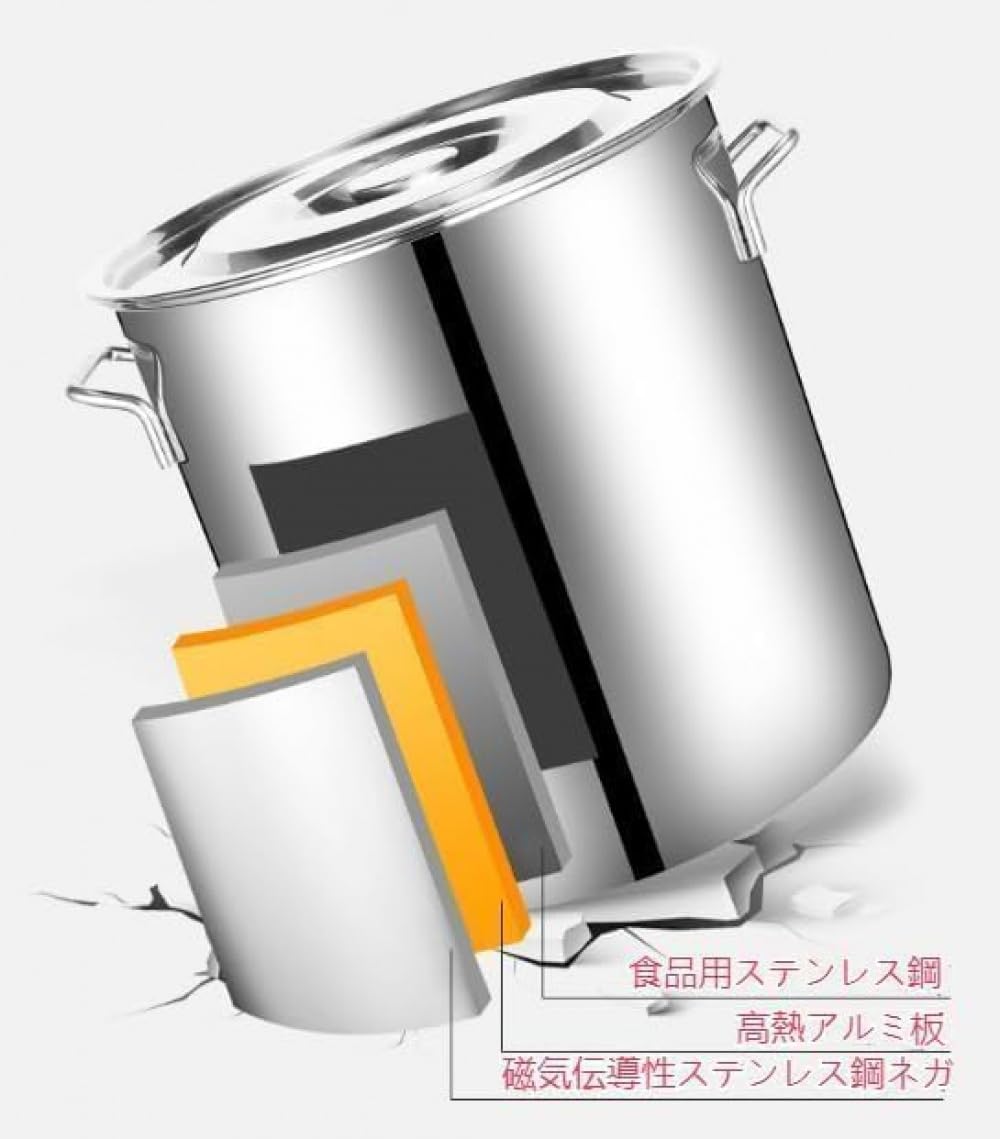 ずんどう鍋 深型寸胴 業務用ステンレス製 大容量 蓋付き 錆に強い 多目的調理対応