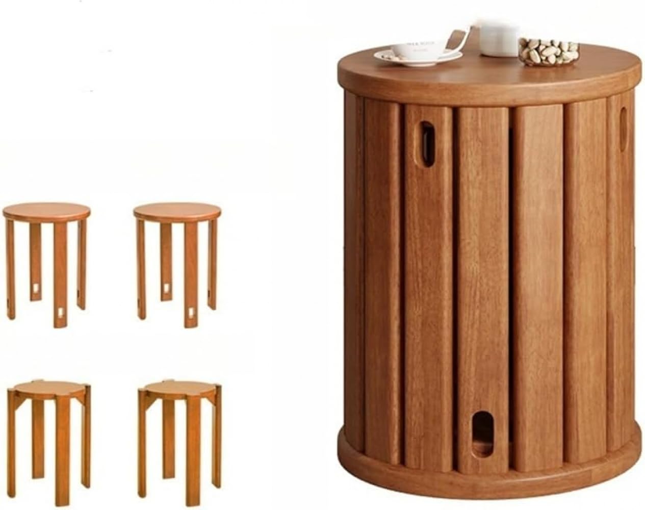 Xiraivk スタッキング可能なスツール、ダイニングチェア、サイドテーブル、ドレッシングチェア、木製、..