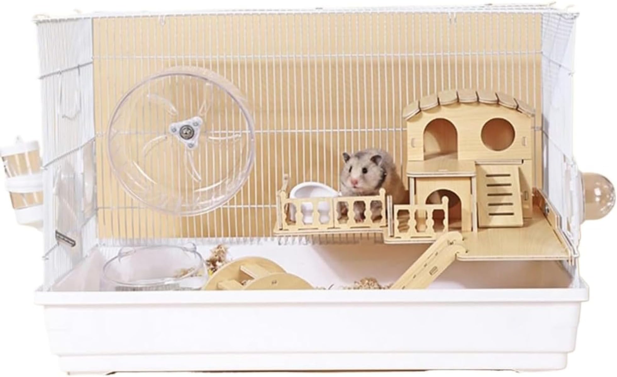 【】小動物用ハムスターケージ クリアで大きいサイズ 通気性を持ち 可愛いデザイン モモンガとモルモッ..