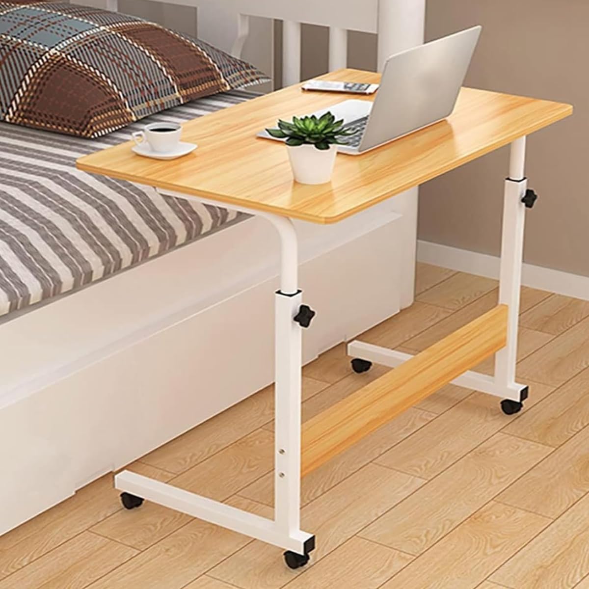 「高さ調整可能モバイルテーブル、ワークステーション、ノートパソコン用ベッドマルチテーブル、金属フ..