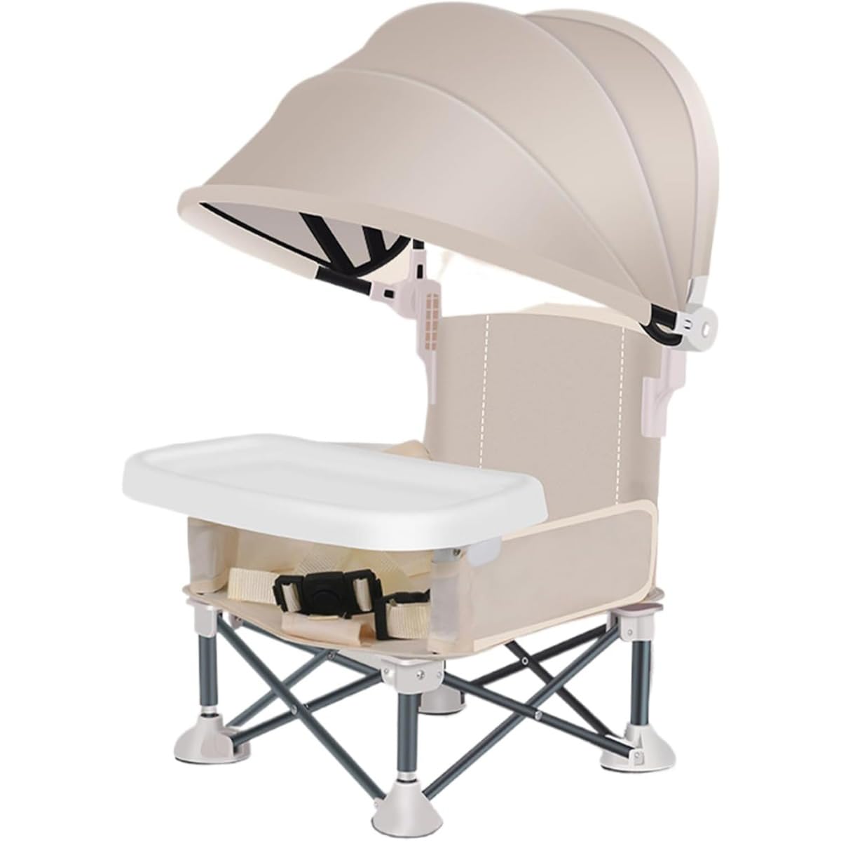 婴儿露营椅,遮阳婴儿椅,餐桌可拆卸托盘可折叠婴儿露营椅,带室内户外旅行安全带便携式高脚椅J5(3)