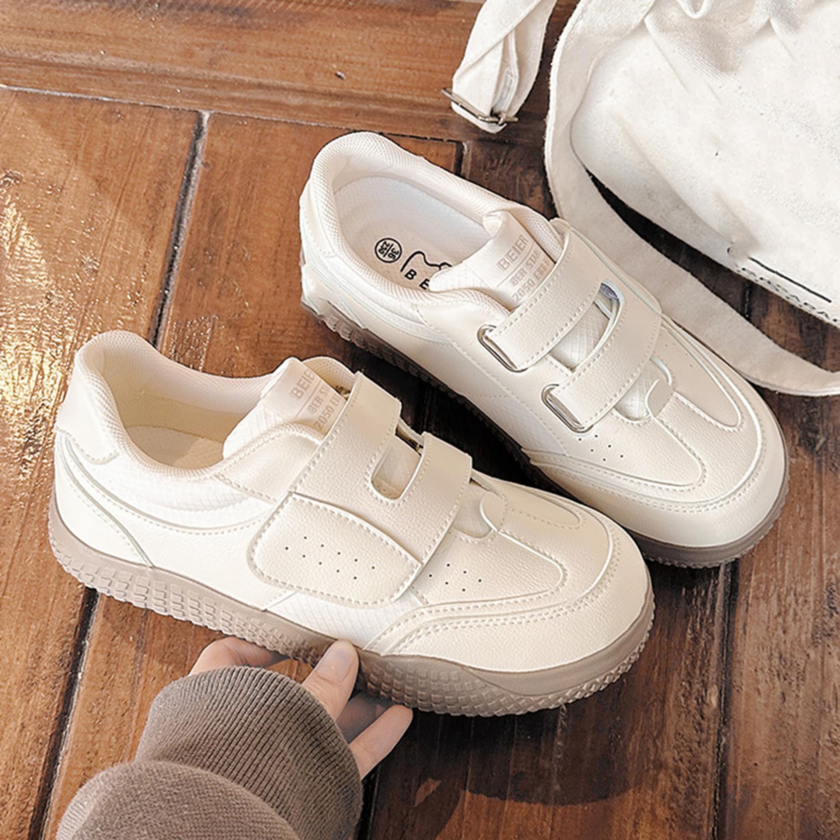 [] スニーカー レディース 厚底 大きいサイズ 小さいサイズ カジュアル ローカット 軽量 ベルクロ デッキシューズ ラウンドトゥ 春夏 秋 美脚 痛くない ファッション シンプル ぺたんこ 靴 歩きやすい 履きやすい