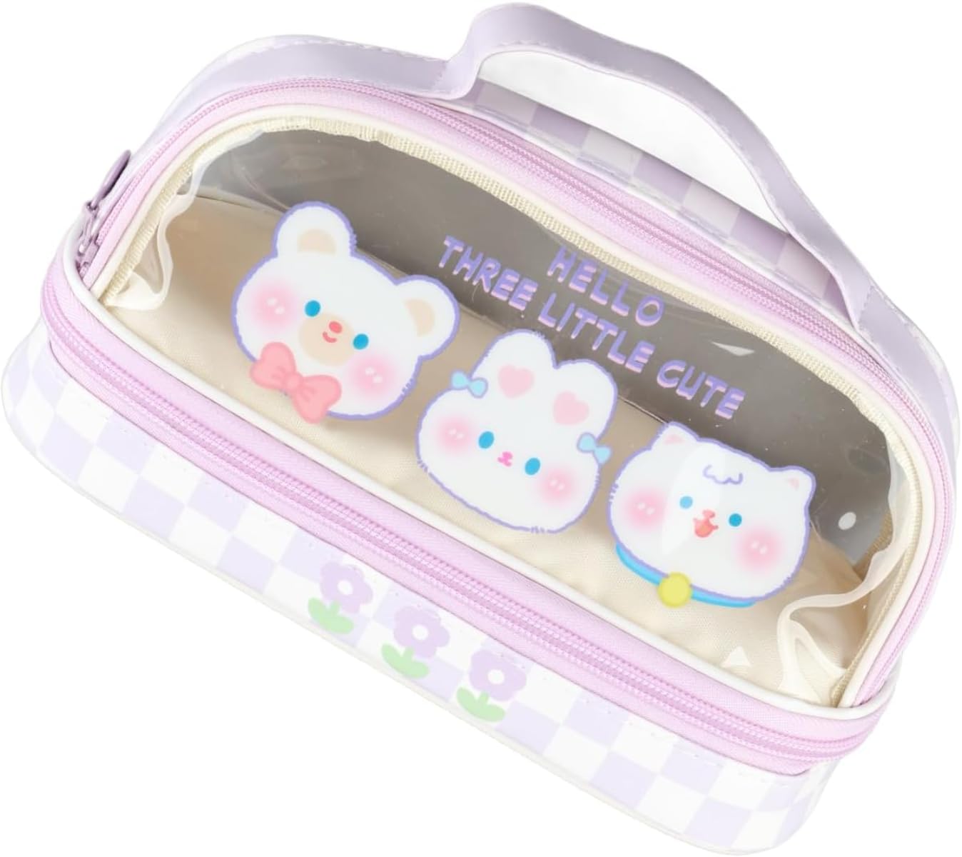 【】 メイクアップ 旅行用 ジッパー付き 防水 大容量 透明 ペンケースバッグ 漫画柄 かわいい 文房具バッグ 学校生徒 I11