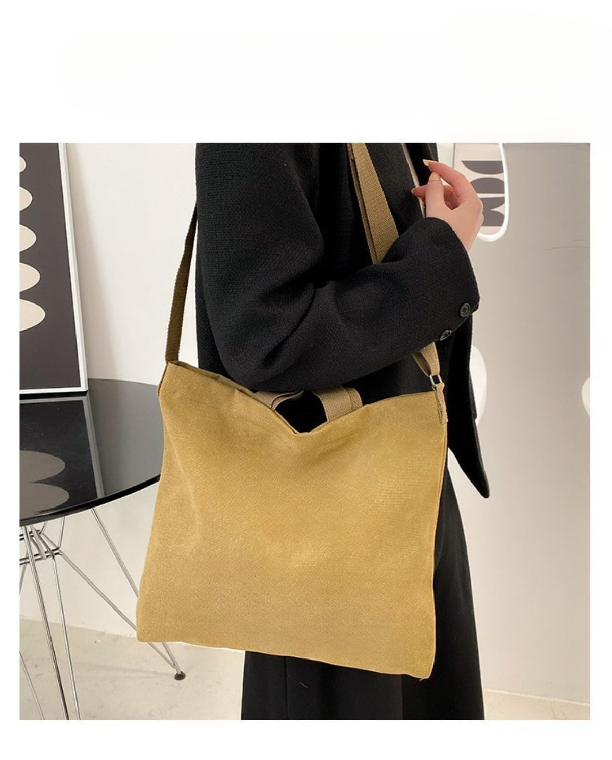 レボショップの[] ハンドバッグ ショルダーバッグ レディース ファスナー付き 大容量 A4 キャンバス 軽量 肩掛け ファッション 通勤 通学 O11｜アングル3