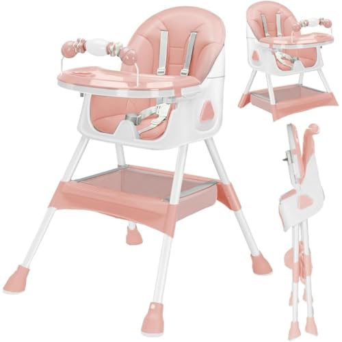 【】ポータブルベビーダイニングチェア 3in1 機能 二段式食器棚とおもちゃラック搭載 折りたたみ式 食事・アクティビティ両対応 J11