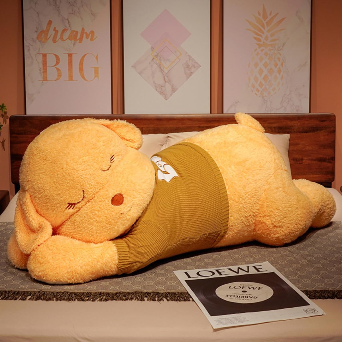 【】大きなサイズのうずくまりニット製犬のぬいぐるみ 可愛い熊の動物形態 熊縫い包みタイプ クマ抱き..