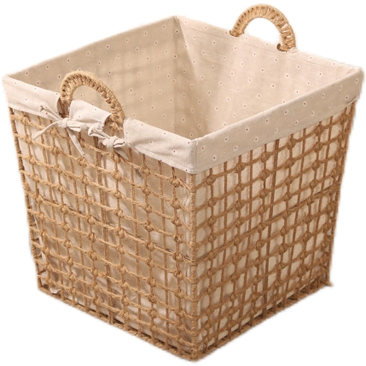 【 】織り込み収納バスケット 自然素材 大型 ランドリー 持ち手付き 洗濯かご おもちゃ収納 織物 裏地付き 洗濯物入れ