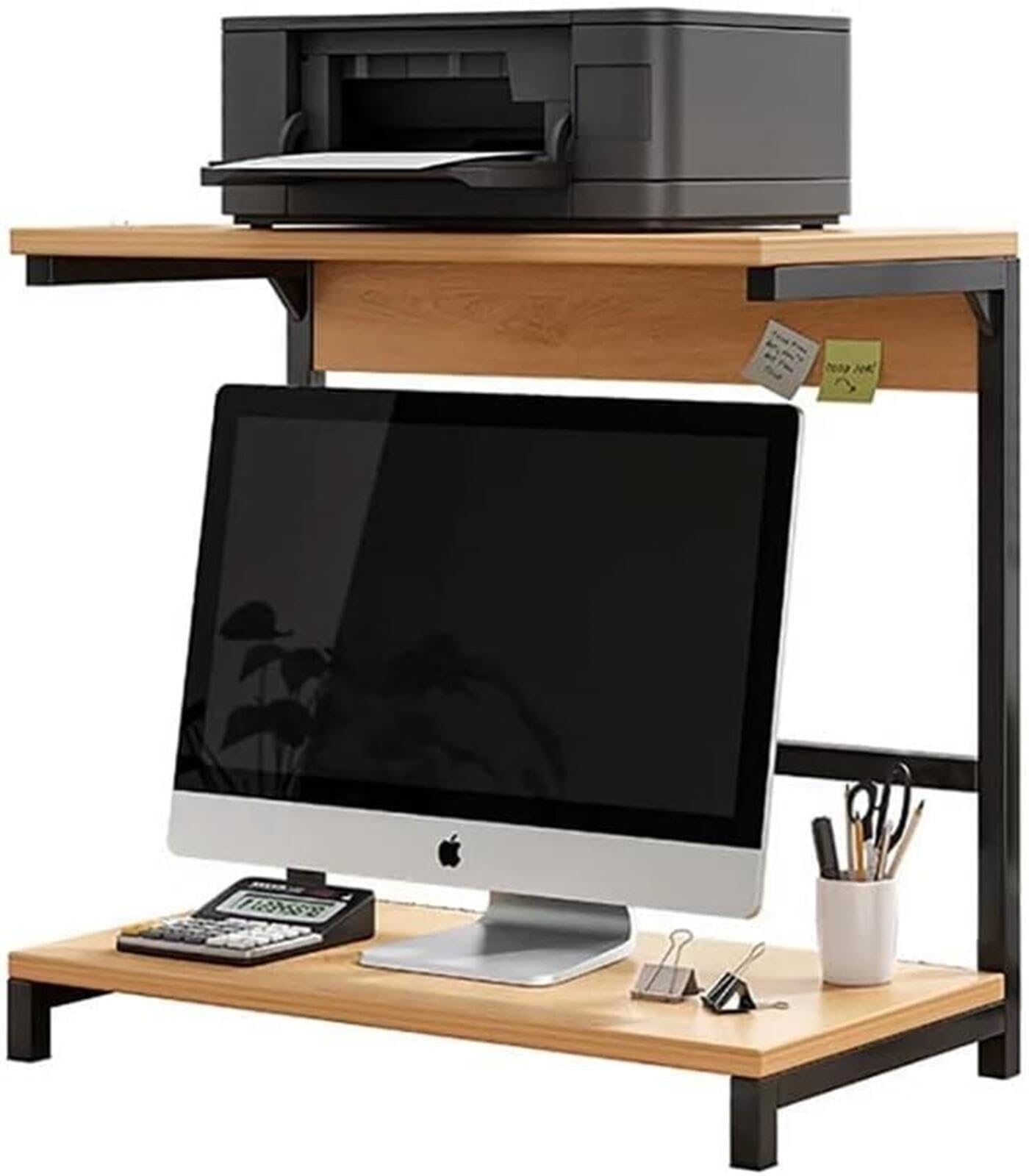 パソコンラック プリンターラック プリンター台 コピー機 複合機ラック 机上収納 机上ラック 多層 組立簡単 オフィス 家庭用 省スペース レンジ上ラック レンジ台 トースターラック キッチン収納 (ホワイト)