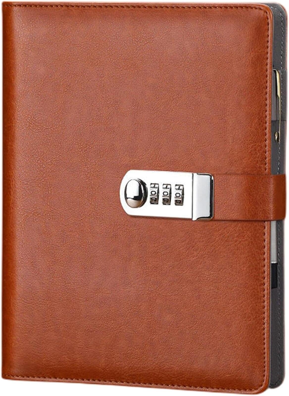 おしゃれ ノート 日記帳 システム手帳 ビジネス手帳 A5 鍵付き ダイヤルロック 6穴スケジュール帳 カー..