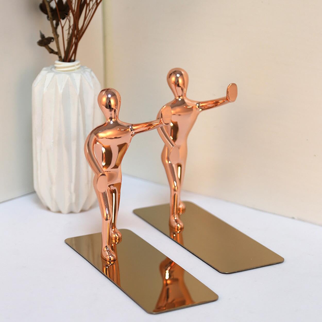 ブックエンド 本立て おしゃれ ゴールド小人 さびない鋼鉄製 ブックスタンド ブックオーガ ナイザー 学校 部屋 卓上収納 机と本棚の飾り物 置物 インテリア 装飾 ビジュアル制作 (C)