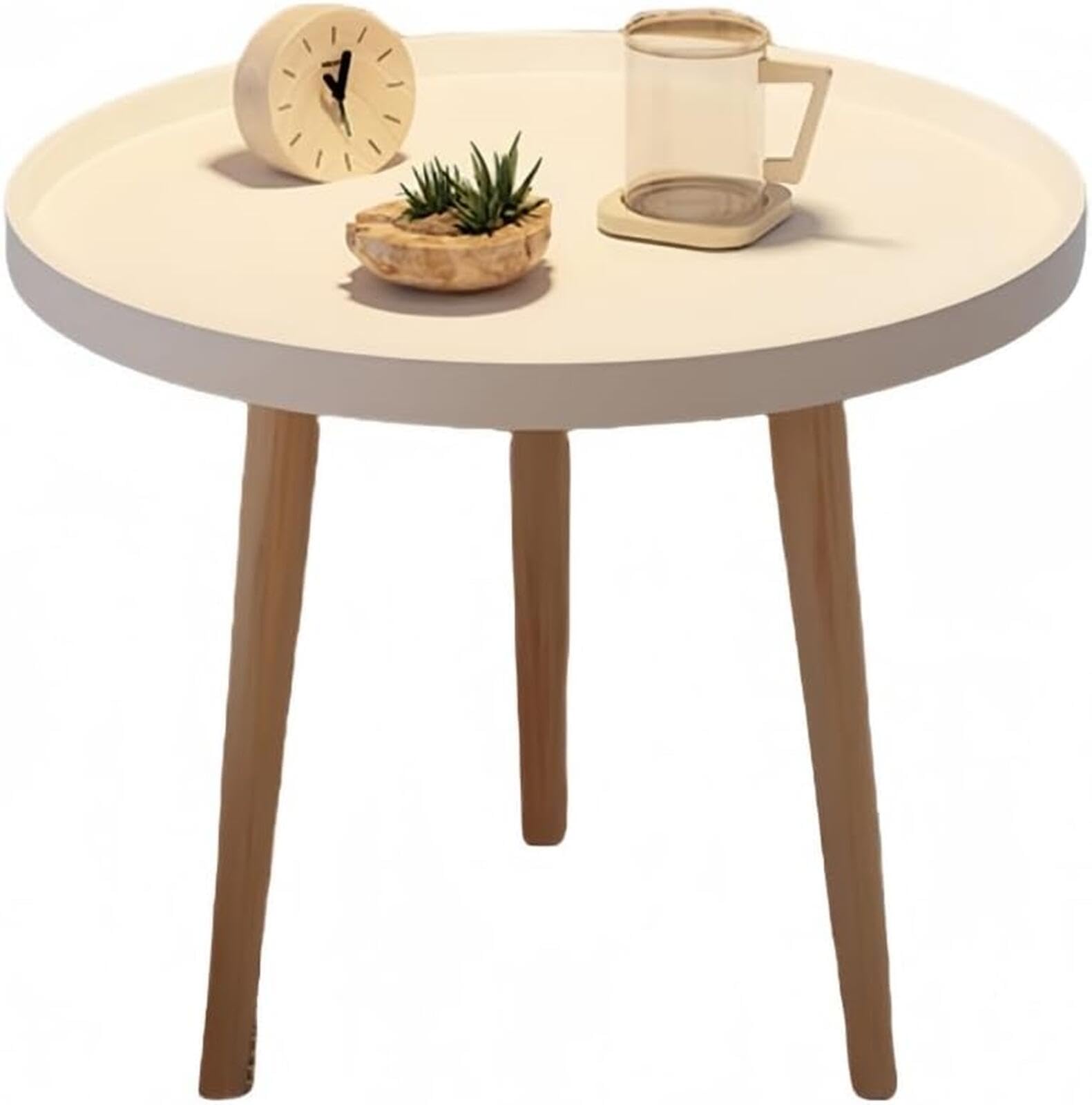 サイドテーブル丸テーブルおしゃれローテーブルドサイドテーブル白北欧コーヒーテーブル耐久性防水性木目調小物置き簡単組立ブラック多機能 サイドテーブル ベット リビング ソファサイド 幅50×高さ44cm (ブラック)