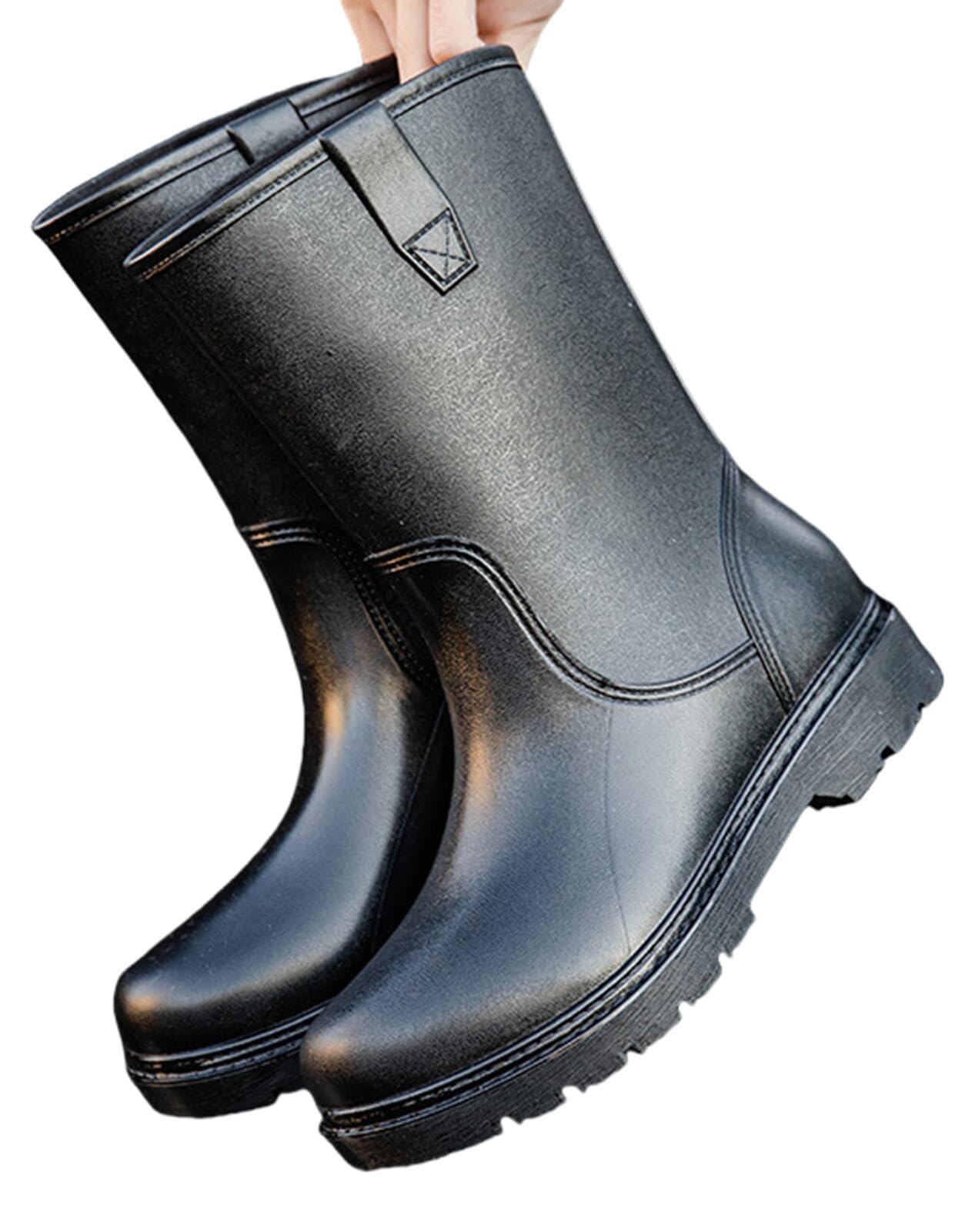 レインシューズ 防水 ブーツ おしゃれなレインブーツ メンズレインブーツ レインブーツ 柔らかい 大きいサイズ ミディアム丈のレインブーツ 軽量 滑り止め 晴雨...