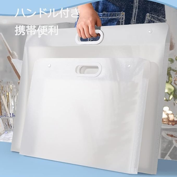 多機能 アート収納ケース 大型防水 ハンドル付きポートフォリオバッグ スケッチ/ポスター/写真/書類を..