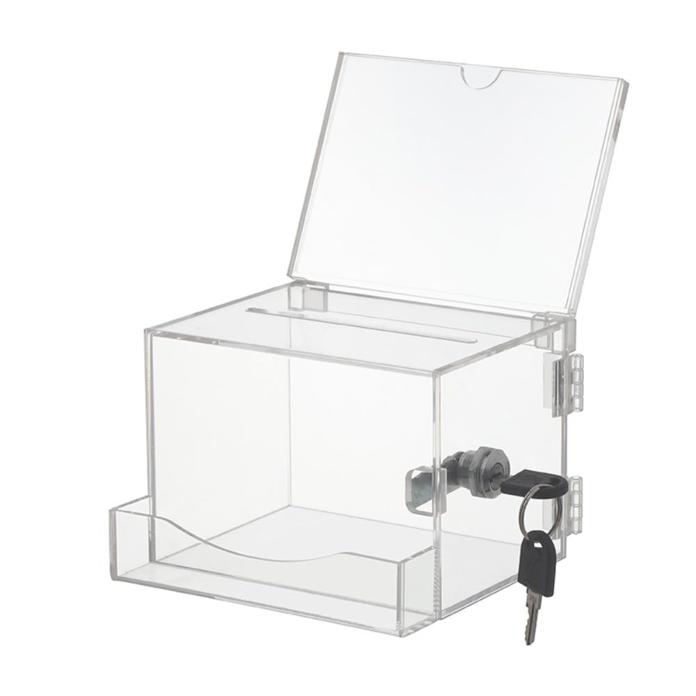 投票箱 名刺箱 募金箱 抽選箱 アクリル製メッセージボックス クリアロック付 鍵付投書箱 小型金庫