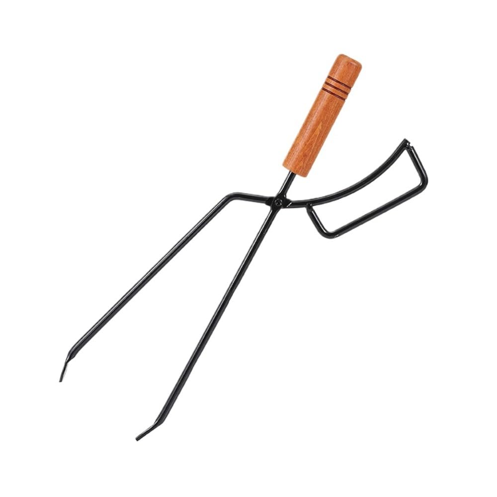 レボショップの薪炭はさみ 暖炉用トング BBQ炭用トング バーベキュー用暖炉用品 キャンプ用品 収納カバー付き (バネ式火ばさみ)｜アングル2