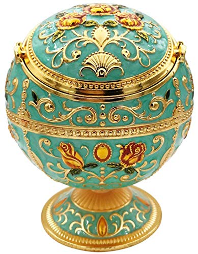 - 灰皿 卓上喫煙灰皿 ヴィンテージ おしゃれ イーグルパターン ふた付き 亜鉛合金製 地球儀 飾り物 (01)