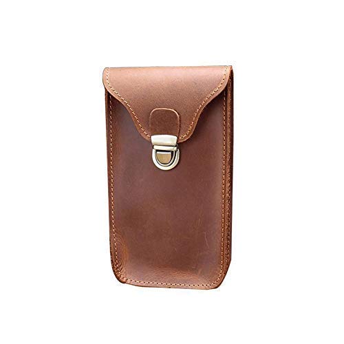 タバコケース タバコポーチ 厚手牛革 手作り メンズ 本革 ヌメ革 レトロ ウエストバッグ ベルト スマホ..