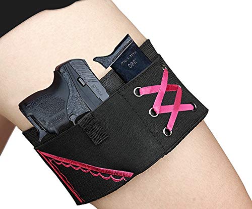 やぶすまいるしょっぷ レディース ガーター レッグ ホルスター ハンドガン ベルト 刺繍 左右兼用 滑り..