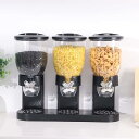 食品ディスペンサー シリアルコンテナ収納セット 大容量 デュアルポーションコントロール 貯蔵穀物タンク お菓子入れ 卓上 豆 オートミール 穀物 保存容器 防湿 家庭用 業務用 おしゃれ (ホワイト)